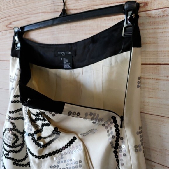 RARE! Etcetera Silk/Wool Sequined Fully Lined Pleated Skirt - Picture 4 of 8